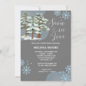 Schnee in Liebe Silbergraue Winterwaldschneeflocke Einladung (Vorderseite)