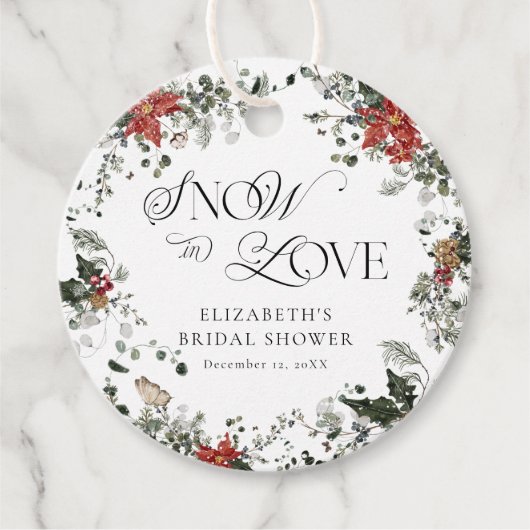 Schnee in Liebe Winter Brautparty Danke Geschenkanhänger (Vorderseite)
