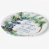 Schnee in Liebe Winter Kiefernkiefer Brautparty Kr Pappteller (Schrägansicht)