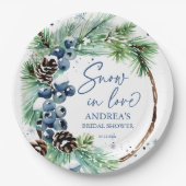 Schnee in Liebe Winter Kiefernkiefer Brautparty Kr Pappteller (Vorderseite)