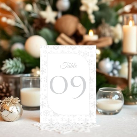 Schnee in Liebe Winterhochzeit Tischnummer