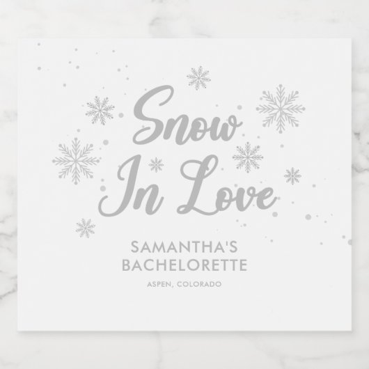 Schnee in Liebe Winterski Bachelorette Schaumweinetikett (Einzelnes Label)