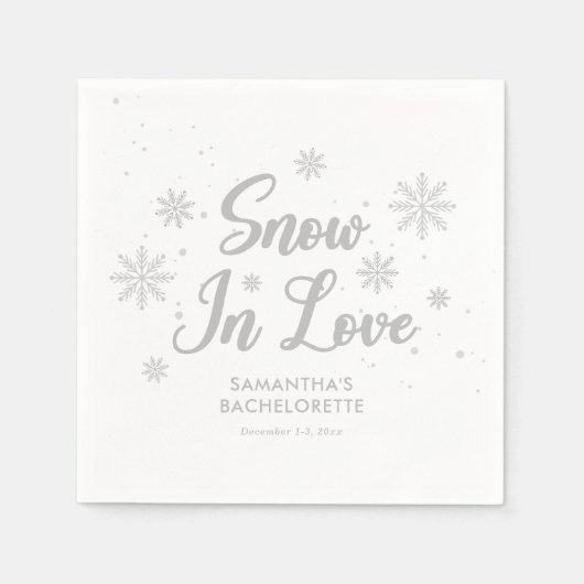 Schnee in Liebe Winterski Bachelorette Serviette (Vorderseite)
