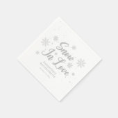 Schnee in Liebe Winterski Bachelorette Serviette (Ecke)