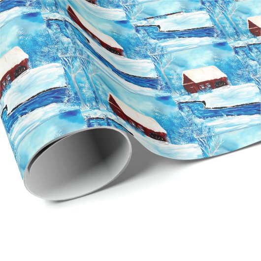 Schnee in Wrackpapier für Wasserräder Geschenkpapier (Rolleneckpunkt)