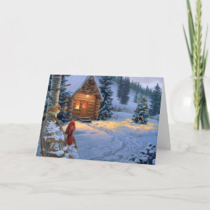 Schnee-Kabine mit Weihnachtsvögeln Feiertagskarte