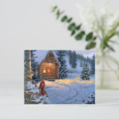 Schnee-Kabine mit Weihnachtsvögeln Feiertagspostkarte (Stehend Vorderseite)