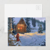 Schnee-Kabine mit Weihnachtsvögeln Feiertagspostkarte (Vorne/Hinten)