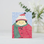 SCHNEE KATZE POSTKARTE (Stehend Vorderseite)