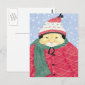 SCHNEE KATZE POSTKARTE (Vorne/Hinten)