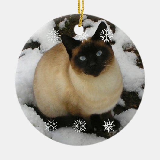 Schnee-Katzen-Verzierung Keramik Ornament (Vorne)