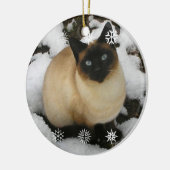 Schnee-Katzen-Verzierung Keramik Ornament (Links)