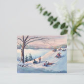 SCHNEE, KIDS & SCHNEE VON SHARON SHARPE POSTKARTE (Stehend Vorderseite)