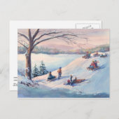SCHNEE, KIDS & SCHNEE VON SHARON SHARPE POSTKARTE (Vorne/Hinten)