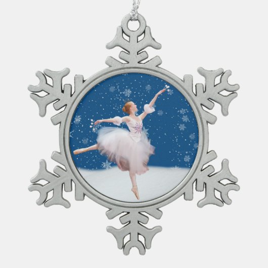 Schnee-Königin-Ballerina kundengerecht Schneeflocken Zinn-Ornament (Vorderseite)