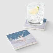 Schnee-Königin-Ballerina kundengerecht Steinuntersetzer (Seitenansicht)