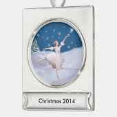 Schnee-Königin-Ballerina-kundengerechter Text Banner-Ornament Silber (Links)