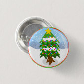 Schnee-Kugel-Weihnachtsbaum-Knopf Button (Vorne & Hinten)