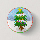 Schnee-Kugel-Weihnachtsbaum-Knopf Button (Vorderseite)