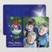 Schnee-Kugelsnowman-Foto-Feiertags-Karte Feiertagskarte (Vorne/Hinten)