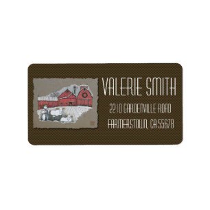 Schnee-Kühe u. Scheune Adressaufkleber