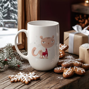 Schnee lassen - Niedliche Katze im Winter Kaffeetasse