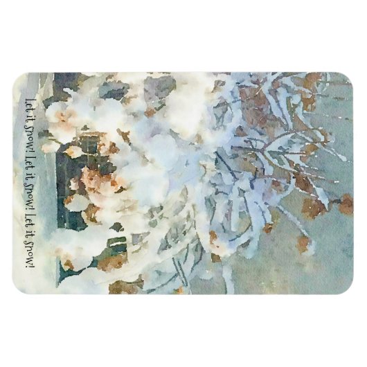 Schnee lassen - verschneit Hydrangea-Baum Magnet (Horizontal)