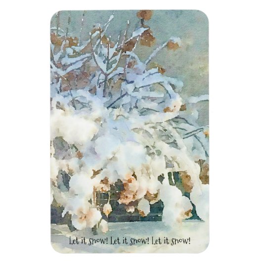 Schnee lassen - verschneit Hydrangea-Baum Magnet (Vertikal)