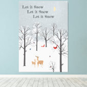 Schnee lassen - Winterflurries, Hirsch und Vogelsc Leinwanddruck (Insitu (Holzboden))