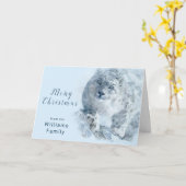 Schnee-Leopard-Aquarell-Weihnachten Karte (Gelbe Blume)