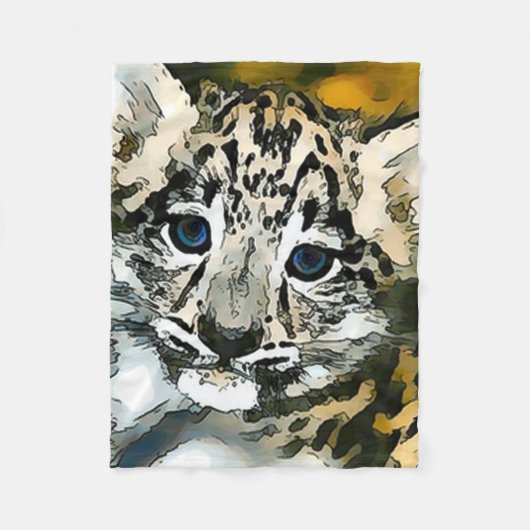 Schnee-Leopard-Babywatercolor-Kunst-Fleece-Decke Fleecedecke (Vorderseite)