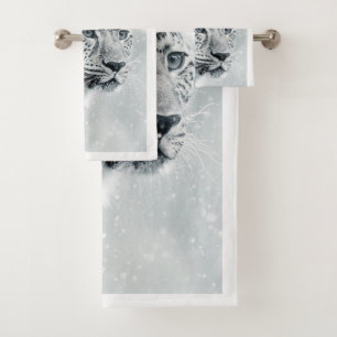 Schnee-Leopard-Badezimmer-Tuch-Set Badhandtuch Set