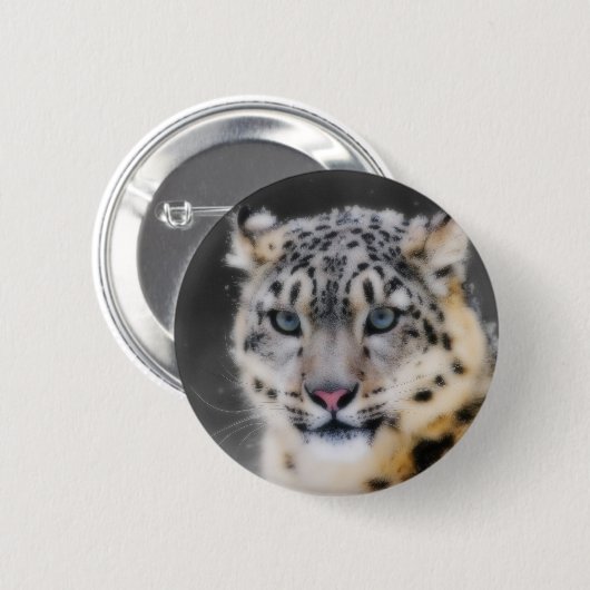 Schnee-Leopard Button (Vorne & Hinten)