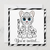 Schnee-Leopard-CUB-Cartoon Einladung (Vorderseite)