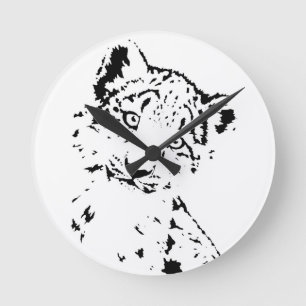 Schnee-Leopard-CUB-Säuglings-T - Shirt Runde Wanduhr