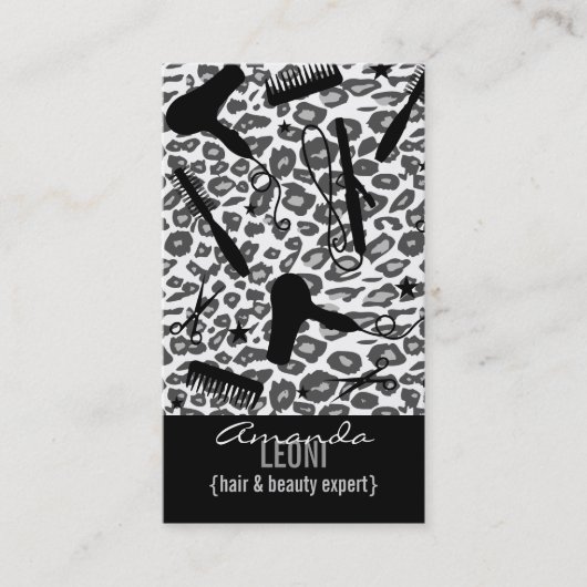 Schnee-Leopard-Druck-Salon bearbeitet Vertikale Visitenkarte (Vorderseite)