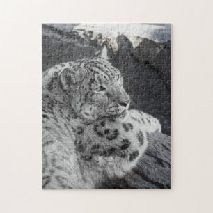 Schnee-Leopard-eisige Starren Puzzle