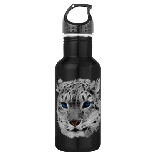 Schnee-Leopard-Fraktal Edelstahlflasche (Vorderseite)