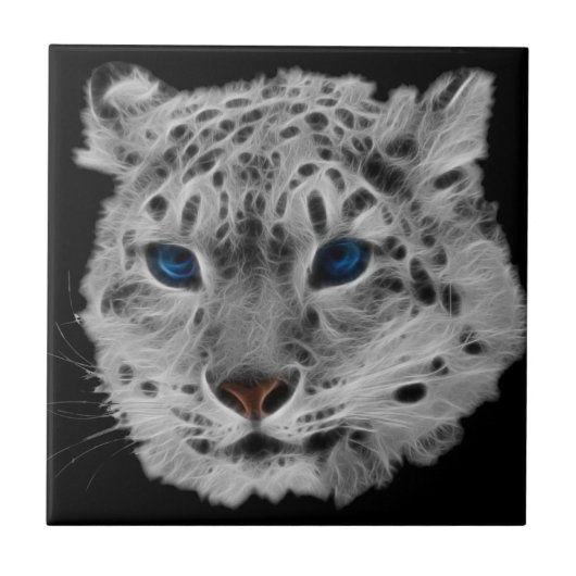Schnee-Leopard-Fraktal Fliese (Vorderseite)