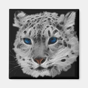Schnee-Leopard-Fraktal Magnet