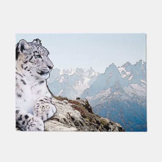 Schnee-Leopard Fußmatte (Vorderseite)