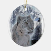 SCHNEE LEOPARD gefährdete Arten von Big Cat Keramik Ornament (Links)