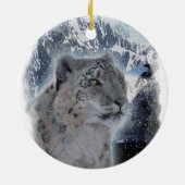 SCHNEE LEOPARD gefährdete Arten von Big Cat Keramik Ornament (Hinten)