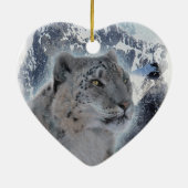 SCHNEE LEOPARD gefährdete Arten von Big Cat Keramikornament (Hinten)
