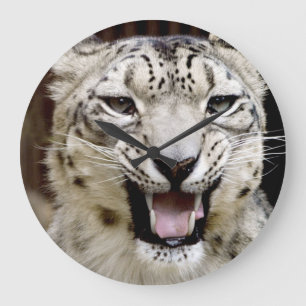 Schnee-Leopard Große Wanduhr