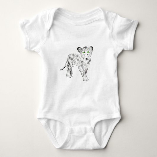 Schnee-Leopard-Illustration Baby Strampler (Vorderseite)