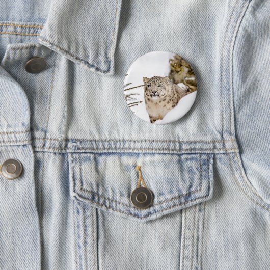 Schnee-Leopard im Schnee Button (Beispiel)