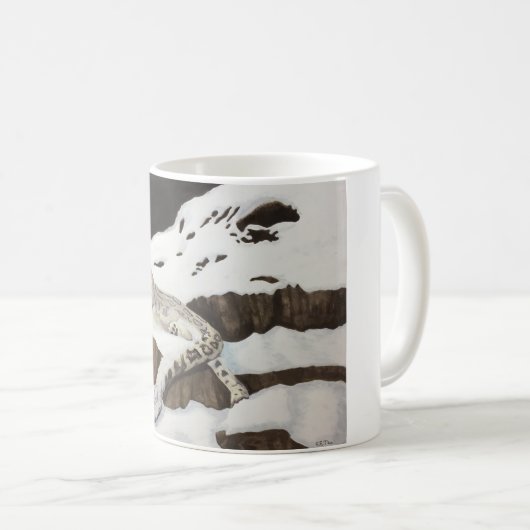 Schnee-Leopard Kaffeetasse (VorderseiteRechts)