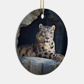 Schnee-Leopard Keramik Ornament (Rechts)