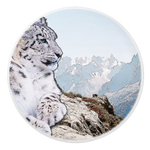 Schnee-Leopard Keramikknauf